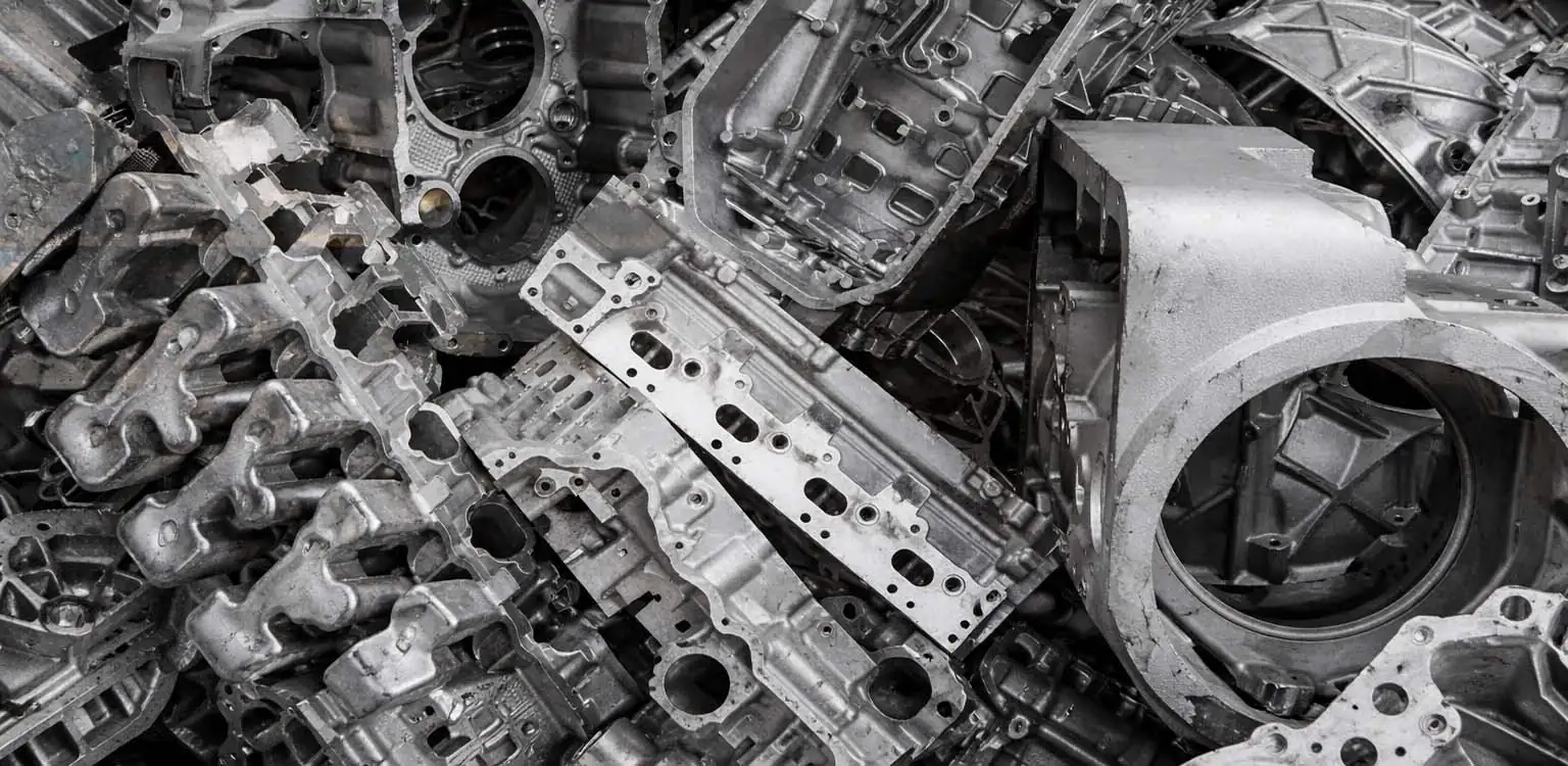 Aluminium engine parts collected for recycling